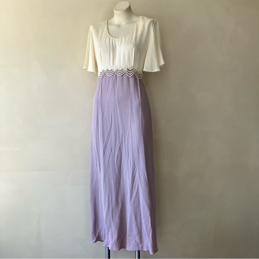 Molly Malloy | Vintage 80s Fairytale Two Tone Empire Spring Midi Dress
